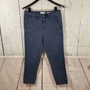 CHINO Anthropologie Women's Relaxed Blue Chino Pants Size 26 Casual Normcore
